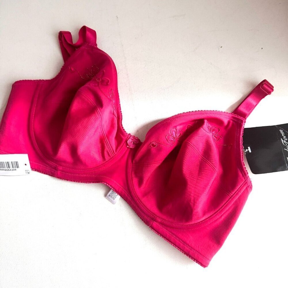 Body Form FIne Lingerie Magenta PInk Floral Embroidered Underwire Bra 42D